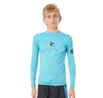 RIP CURL LYCRA BOYS MANICHE LUNGHE PROTEZIONE UV 50+ BLUE