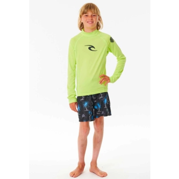 RIP CURL LYCRA BRAND WAVE BOYS MANICHE LUNGHE PROTEZIONE UV 50+ LIME