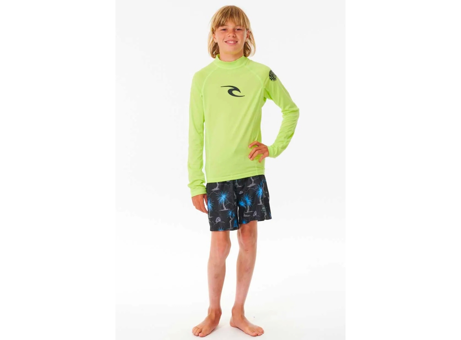 RIP CURL LYCRA BRAND WAVE BOYS MANICHE LUNGHE PROTEZIONE UV 50+ LIME