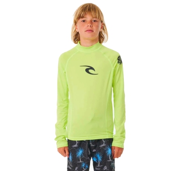 RIP CURL LYCRA BRAND WAVE BOYS MANICHE LUNGHE PROTEZIONE UV 50+ LIME