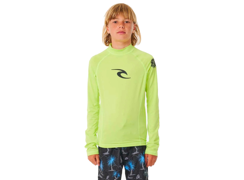 RIP CURL LYCRA BRAND WAVE BOYS MANICHE LUNGHE PROTEZIONE UV 50+ LIME