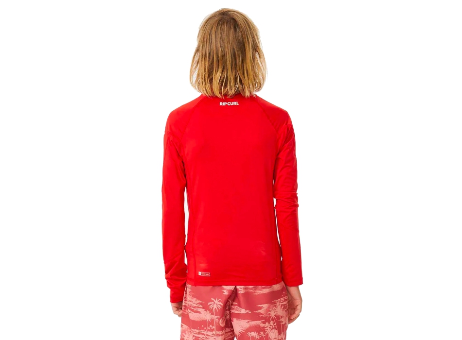 RIP CURL LYCRA BRAND WAVE BOYS MANICHE LUNGHE PROTEZIONE UV 50+ RED