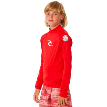 RIP CURL LYCRA BRAND WAVE BOYS MANICHE LUNGHE PROTEZIONE UV 50+ RED