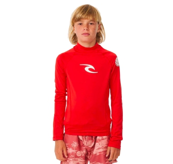 RIP CURL LYCRA BRAND WAVE BOYS MANICHE LUNGHE PROTEZIONE UV 50+ RED