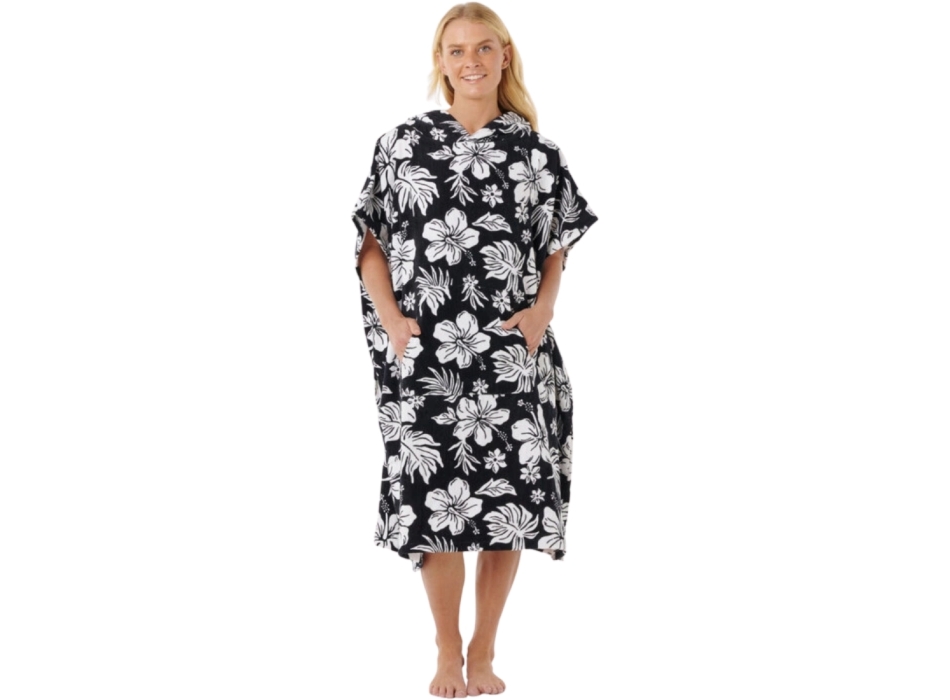 RIP CURL MIXED PONCHO IN SPUGNA BLACK ORANGE