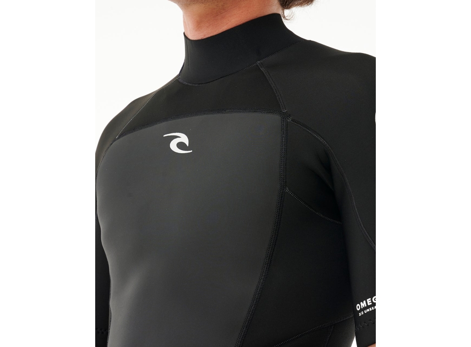 RIP CURL OMEGA 2MM SPRINGSUIT BACKZIP E MANICA CORTA BLACK