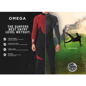 RIP CURL OMEGA 4/3 MUTA INVERNALE CHEST ZIP BLACK