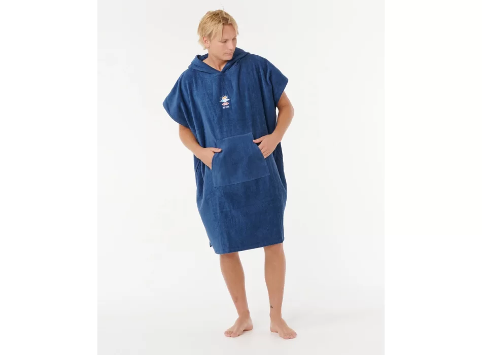 RIP CURL PONCHO LOGO CON CAPPUCCIO IN SPUGNA NAVY