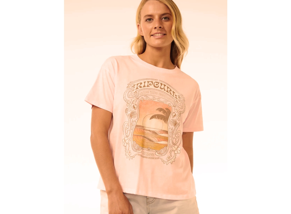 RIP CURL SEA SHELLS RELAXED T-SHIRT DONNA PINK
