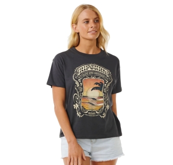 RIP CURL SEA SHELLS RELAXED T-SHIRT DONNA WASHED BLACK