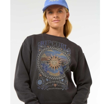 RIP CURL SEA SHELLS RELAXED T-SHIRT DONNA WASHED BLACK