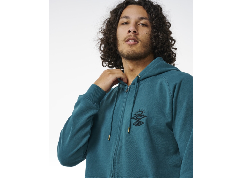 RIP CURL SEARCHERS ZIP FELPA CON CAPPUCCIO BLUE GREEN