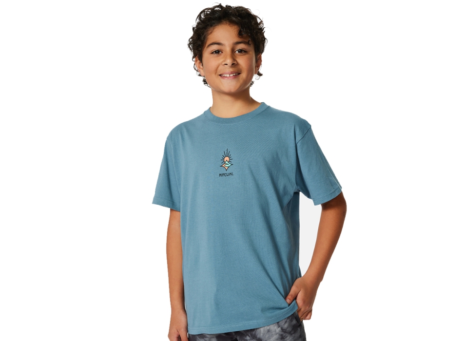 RIP CURL SHRED TEE RAGAZZO DUSTY BLUE