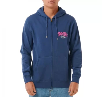 RIP CURL SHRED TILL DEAD ZIP FELPA CON CAPPUCCIO WASHED NAVY