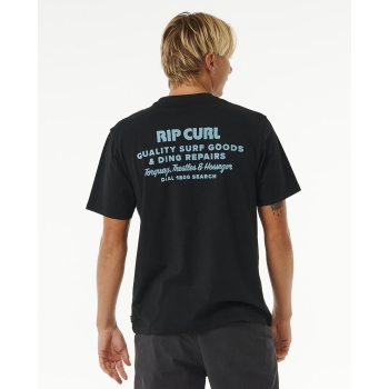 RIP CURL T-SHIRT HERITAGE DING REPAIRS BLACK