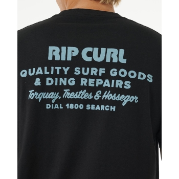 RIP CURL T-SHIRT HERITAGE DING REPAIRS BLACK