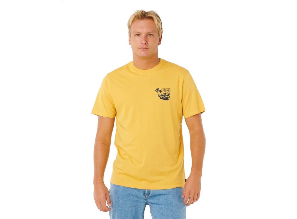RIP CURL T-SHIRT STREAMLINE CAR RELAXED OCHRE