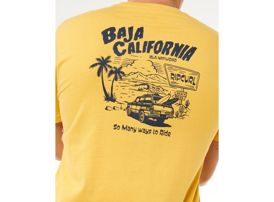RIP CURL T-SHIRT STREAMLINE CAR RELAXED OCHRE
