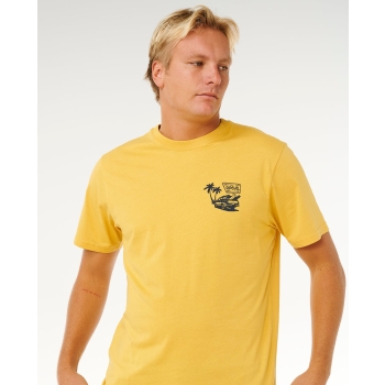 RIP CURL T-SHIRT STREAMLINE CAR RELAXED OCHRE