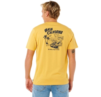 RIP CURL T-SHIRT STREAMLINE CAR RELAXED OCHRE
