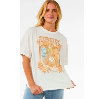 RIP CURL TROPICAL TOUR HERITAGE T-SHIRT DONNA BONE