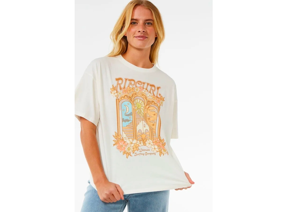 RIP CURL TROPICAL TOUR HERITAGE T-SHIRT DONNA BONE