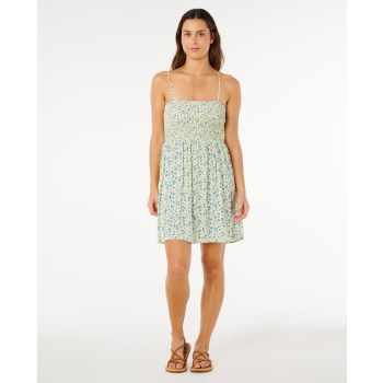 RIP CURL VESTITO SURF SIDE SHIRRED DRESS LIGHT YELLOW