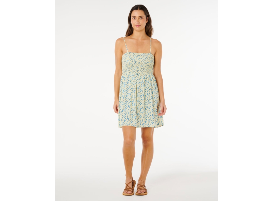 RIP CURL VESTITO SURF SIDE SHIRRED DRESS LIGHT YELLOW