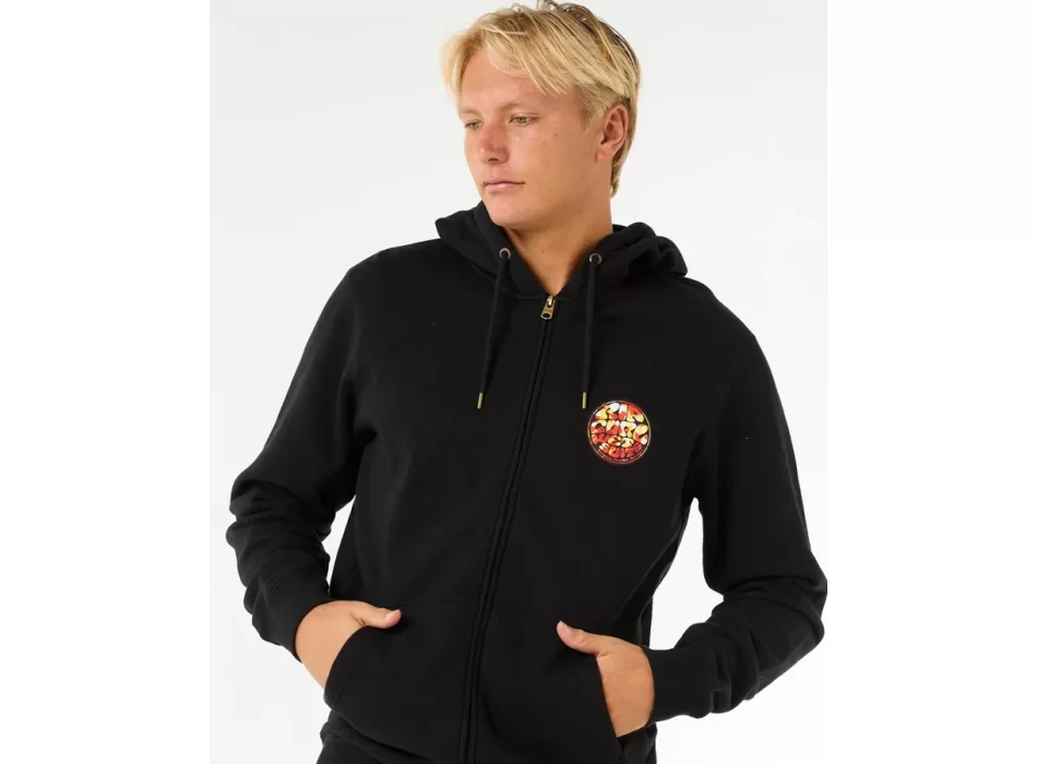 RIP CURL WETTIE PASSAGE ZIP FELPA CON CAPPUCCIO BLACK