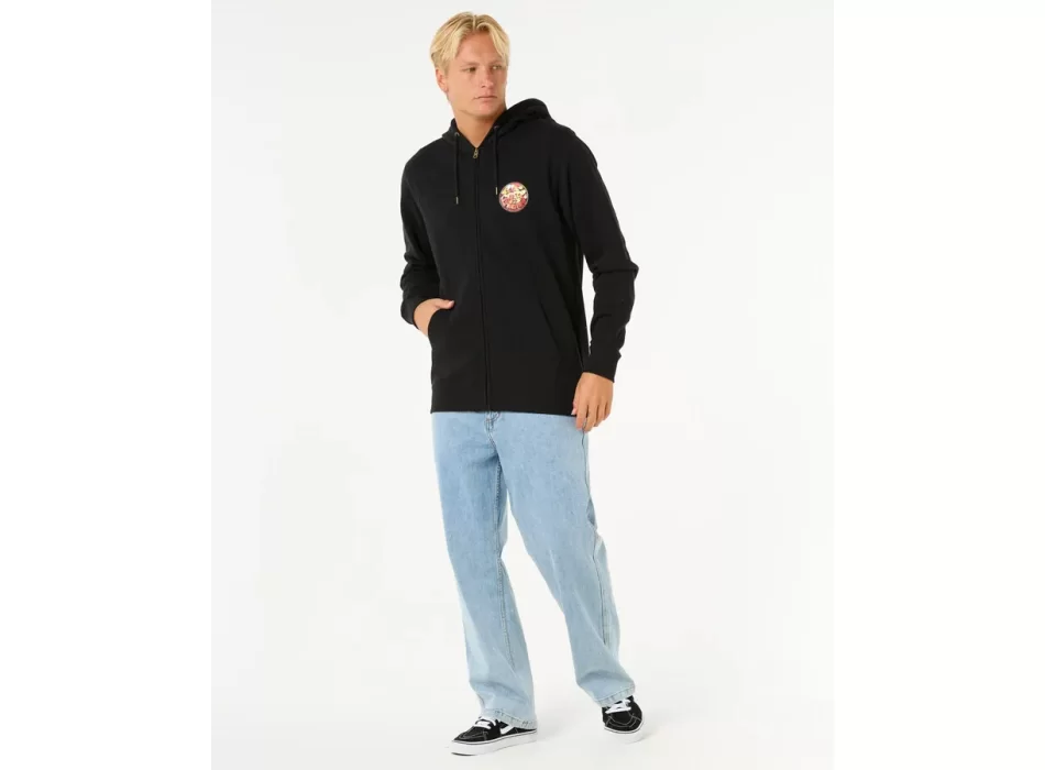 RIP CURL WETTIE PASSAGE ZIP FELPA CON CAPPUCCIO BLACK
