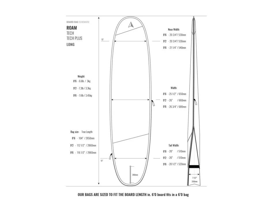 ROAM 8'0" TECH FUNBOARD BAG SACCA DA VIAGGIO