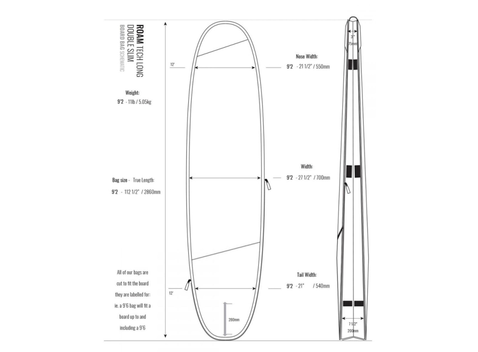 ROAM 9'2" SACCA DOPPIA TECH BAG LONGBOARD