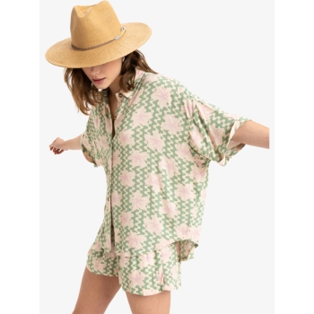 ROXY CAMICIA BEACH NOSTALGIA BASIL PARTY WAVES VERDE