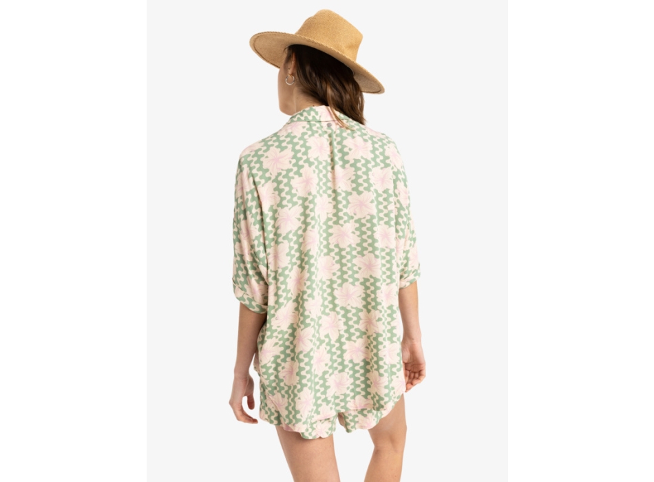 ROXY CAMICIA BEACH NOSTALGIA BASIL PARTY WAVES VERDE