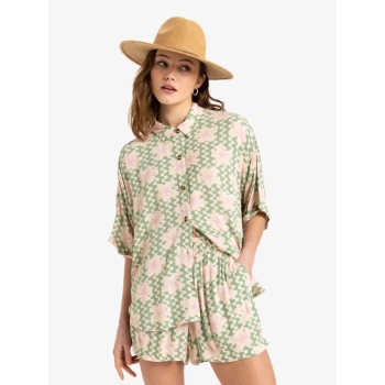 ROXY CAMICIA BEACH NOSTALGIA BASIL PARTY WAVES VERDE