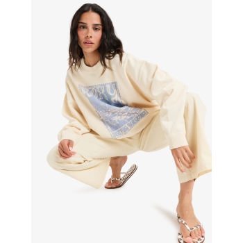 ROXY LINEUP OVERSIZED FELPA GIROCOLLO PARCHMENT