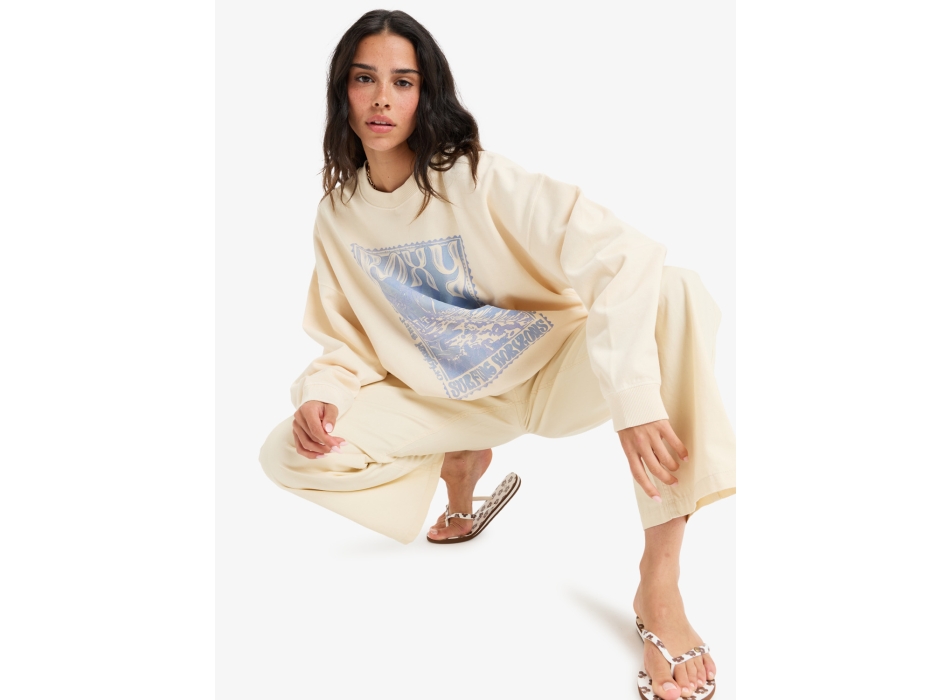 ROXY LINEUP OVERSIZED FELPA GIROCOLLO PARCHMENT
