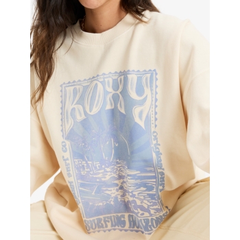 ROXY LINEUP OVERSIZED FELPA GIROCOLLO PARCHMENT