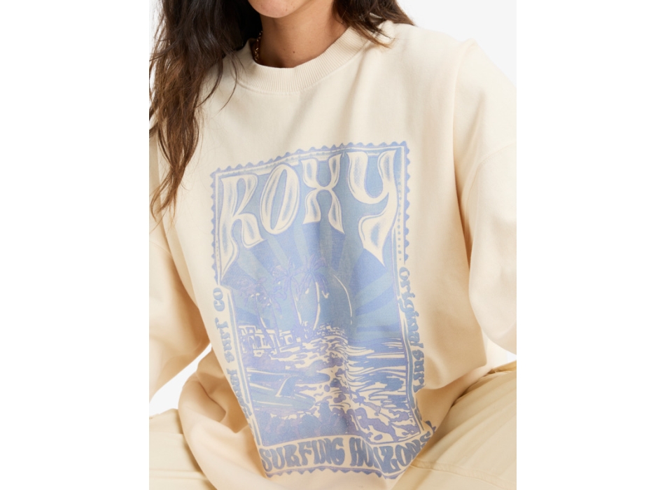 ROXY LINEUP OVERSIZED FELPA GIROCOLLO PARCHMENT