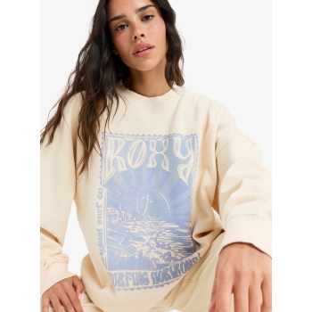 ROXY LINEUP OVERSIZED FELPA GIROCOLLO PARCHMENT