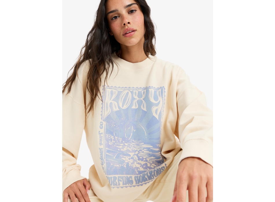 ROXY LINEUP OVERSIZED FELPA GIROCOLLO PARCHMENT