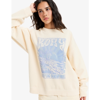 ROXY LINEUP OVERSIZED FELPA GIROCOLLO PARCHMENT