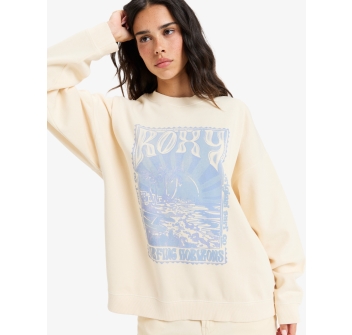 ROXY LINEUP OVERSIZED FELPA GIROCOLLO PARCHMENT