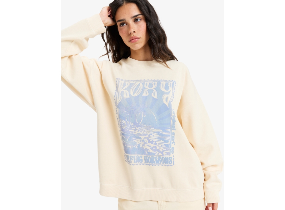 ROXY LINEUP OVERSIZED FELPA GIROCOLLO PARCHMENT