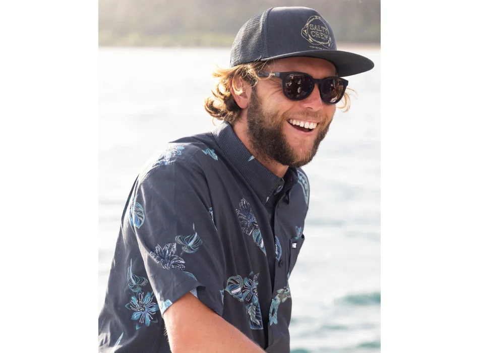 SALTY CREW BREEZER PERF BUTTON UP CAMICIA MANICHE CORTE UPF50+ PHANTOM