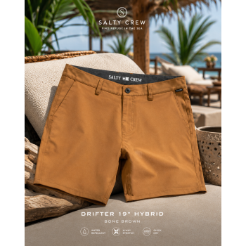 SALTY CREW DRIFTER SLUB HYBRID WALKSHORT 19" DEEP SEA
