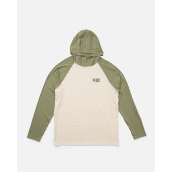 SALTY CREW MARINER HOOD TECH MAGLIA TECNICA CON CAPPUCCIO UPF 50+ MANICHE LUNGHE BIRCH OIL GREEN