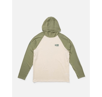 SALTY CREW MARINER HOOD TECH MAGLIA TECNICA CON CAPPUCCIO UPF 50+ MANICHE LUNGHE BIRCH OIL GREEN