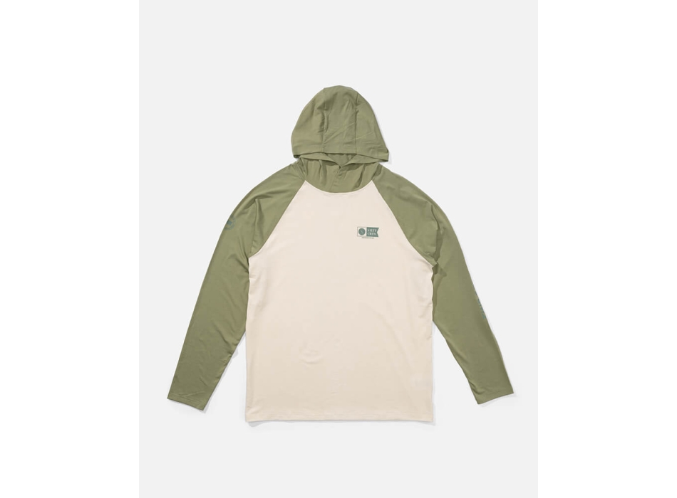 SALTY CREW MARINER HOOD TECH MAGLIA TECNICA CON CAPPUCCIO UPF 50+ MANICHE LUNGHE BIRCH OIL GREEN