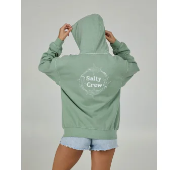 SALTY CREW RESPECT FELPA CON CAPPUCCIO E ZIP SAGE